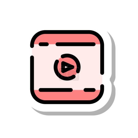 Téléchargez les illustrations : Sticker style ligne pointillée icône vidéo - en licence libre de droit