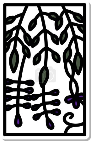 Illustration for Sticker-style Hanafuda Uzuki Wisteria April Wisteria dregs - Royalty Free Image