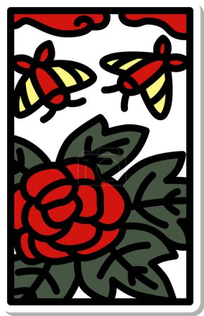 Photo for Sticker-style Hanafuda Minazuki Peony Butterfly June Peony and Butterfly - Royalty Free Image
