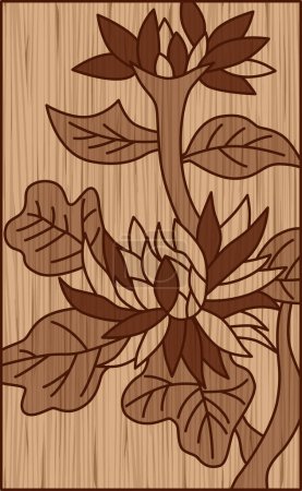Photo for Wood carving style Hanafuda Nagatsuki Chrysanthemum September Chrysanthemum dregs - Royalty Free Image