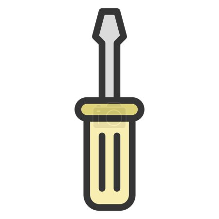 Illustration for Sticker style tool single item icon flathead screwdriver - Royalty Free Image