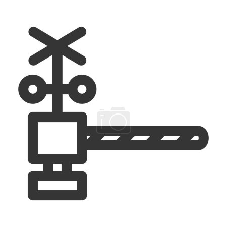 Ilustración de Estación relacionada con el cruce de ferrocarril icono único - Imagen libre de derechos