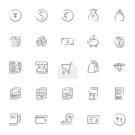 Ilustración de Mini mini cepillo de escritura icono de negocio conjunto 03 - Imagen libre de derechos