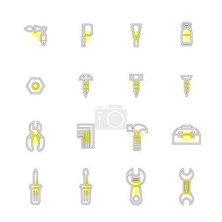 Ilustración de Conjunto de iconos de ilustración simple relacionados con herramientas - Imagen libre de derechos