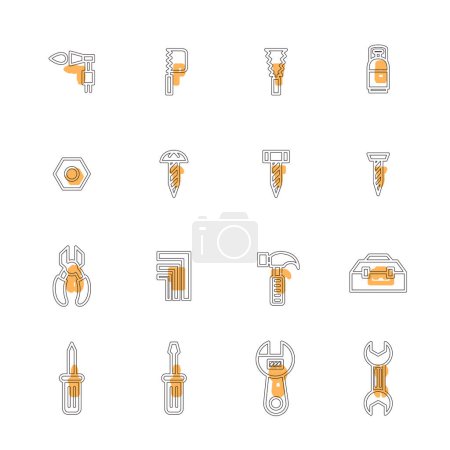 Ilustración de Conjunto de iconos de ilustración simple relacionados con herramientas - Imagen libre de derechos