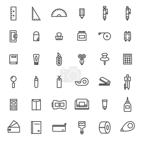 Illustration for Line drawing stationery simple illustration icon set - Royalty Free Image
