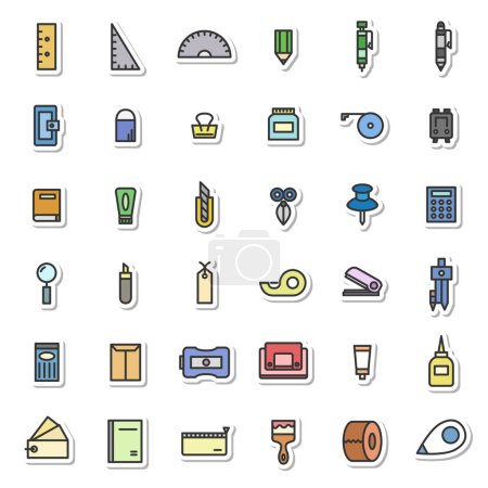 Ilustración de Pegatina estilo papelería simple ilustración icono conjunto - Imagen libre de derechos