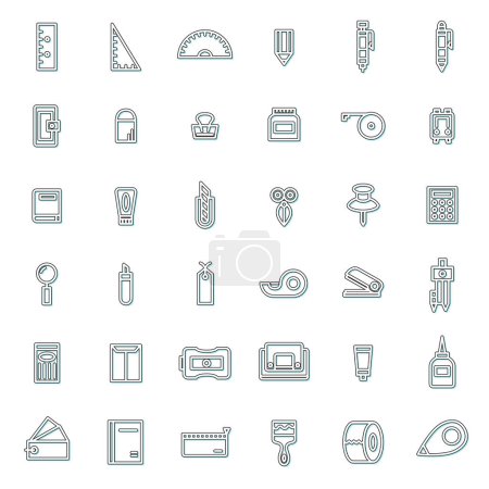 Illustration for Stationery simple illustration icon set color shadow - Royalty Free Image