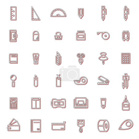 Illustration for Stationery simple illustration icon set color shadow - Royalty Free Image