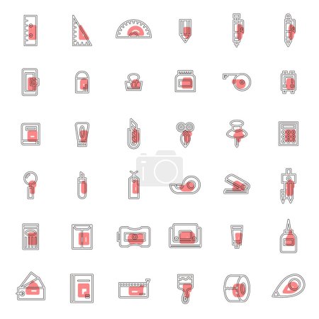 Ilustración de Papelería ilustración simple icono conjunto esquema - Imagen libre de derechos