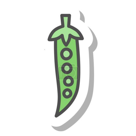 Téléchargez les illustrations : Légumes simples pois icône à un seul élément - en licence libre de droit