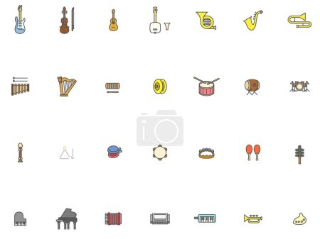 Illustration for Color musical instrument illustration icon set - Royalty Free Image