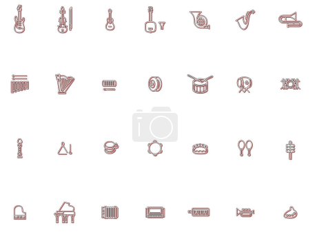 Illustration for Color shadow musical instrument illustration icon set - Royalty Free Image