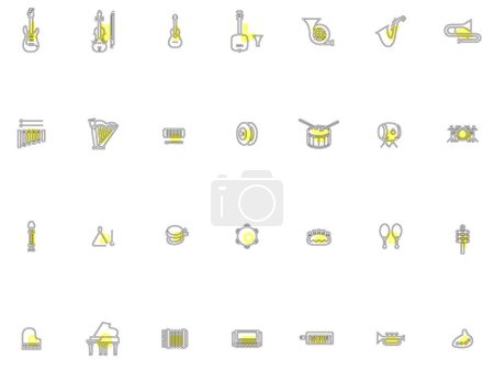 Illustration for Outline musical instruments illustration icon set - Royalty Free Image