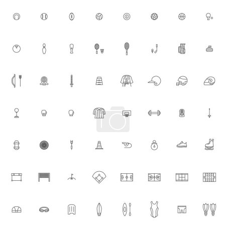 Illustration for Simple sports equipment line drawing icon set - Royalty Free Image