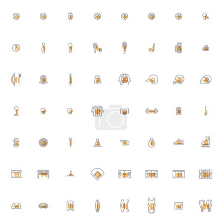 Illustration for Simple sports equipment outline icon set - Royalty Free Image