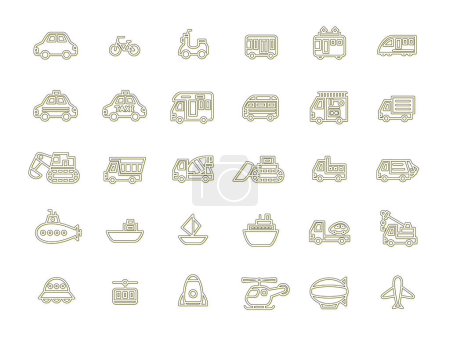 Illustration for Simple vehicle color shadow icon set - Royalty Free Image