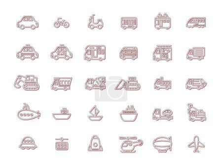 Illustration for Simple vehicle color shadow icon set - Royalty Free Image