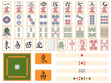 Téléchargez les illustrations : Couleur jeu de tuiles mahjong - en licence libre de droit