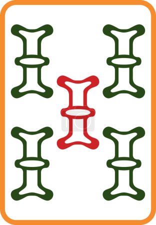 Ilustración de Mahjong azulejo solo icono cinco acordes - Imagen libre de derechos