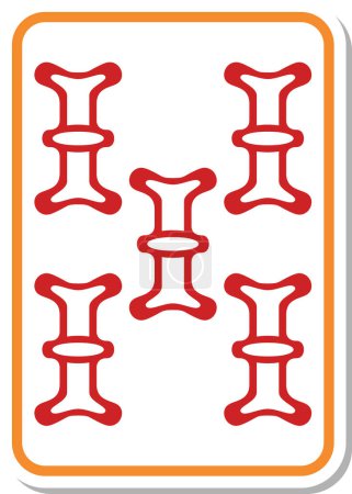Ilustración de Mahjong azulejo solo icono rojo cinco cuerdas - Imagen libre de derechos