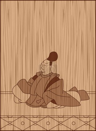 Ilustración de Estilo de talla en madera Hyakunin Isshu por Abe Nakamaro - Imagen libre de derechos