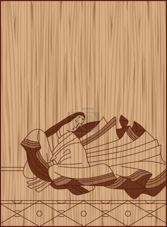 Ilustración de Estilo de talla en madera Hyakunin Isshu por Ono Komachi - Imagen libre de derechos