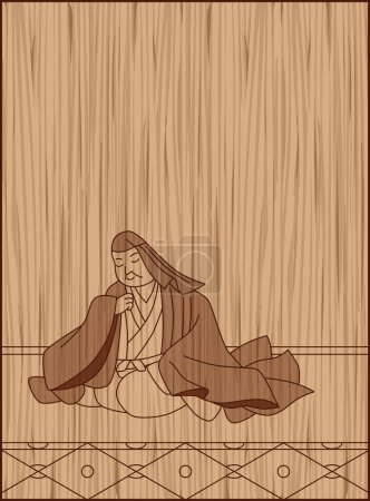 Illustration for Wood carving style Hyakunin Isshu Banmaru - Royalty Free Image