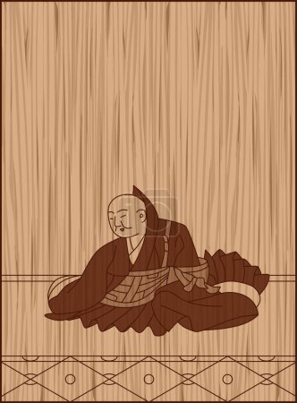 Ilustración de Estilo de talla en madera Hyakunin Isshu por Sojo Hensho - Imagen libre de derechos