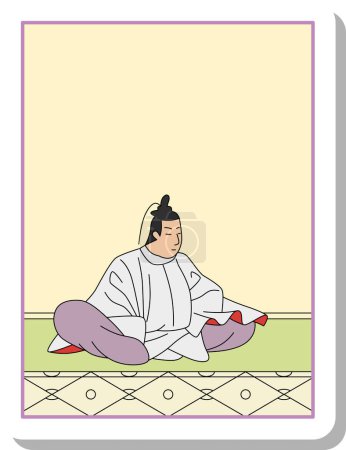 Ilustración de Etiqueta Hyakunin Isshu por el príncipe Motonyoshi - Imagen libre de derechos