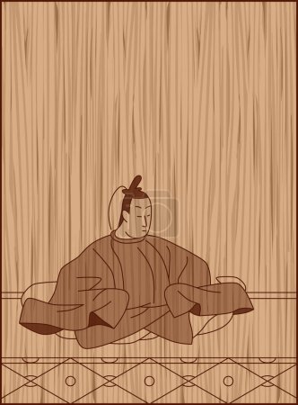 Ilustración de Estilo tallado en madera Hyakunin Isshu Sanjo Ministro de la Derecha - Imagen libre de derechos