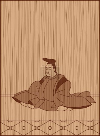 Ilustración de Estilo de talla en madera Hyakunin Isshu Motosuke Kiyohara - Imagen libre de derechos