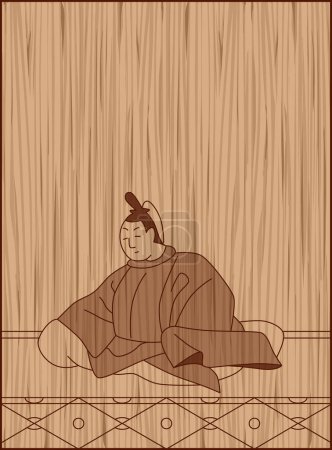 Ilustración de Estilo de talla en madera Hyakunin Isshu Chunagon Tomotada - Imagen libre de derechos