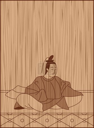 Illustration for Wood carving style Hyakunin Isshu by Kentoku - Royalty Free Image