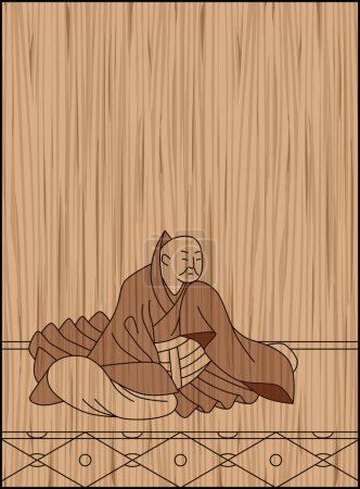 Ilustración de Estilo de talla en madera Hyakunin Isshu by Keikei - Imagen libre de derechos