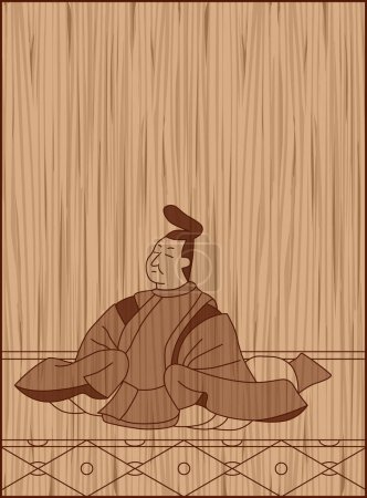 Ilustración de Estilo de talla en madera Hyakunin Isshu Yoshitaka Fujiwara - Imagen libre de derechos