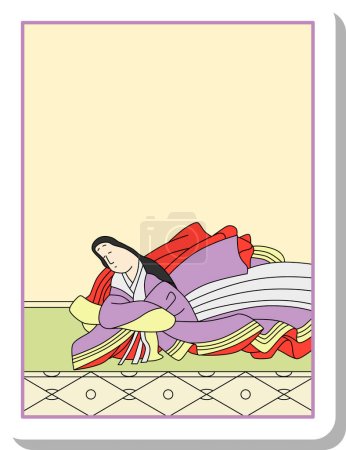 Illustration for Sticker Hyakunin Isshu Gido Sanshibo - Royalty Free Image