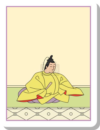 Illustration for Sticker Hyakunin Isshu by Dainagon Tsunenobu - Royalty Free Image