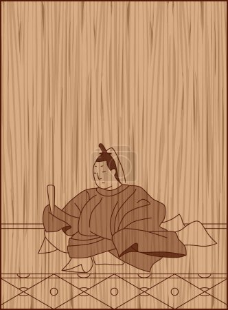 Ilustración de Estilo de talla en madera Hyakunin Isshu por Mae Chunagon Masafusa - Imagen libre de derechos