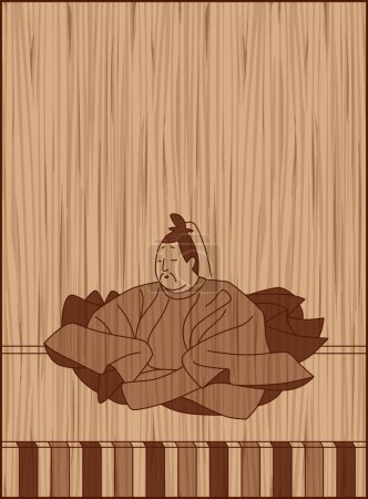 Ilustración de Estilo de talla en madera Hyakunin Isshu Sutokuin - Imagen libre de derechos