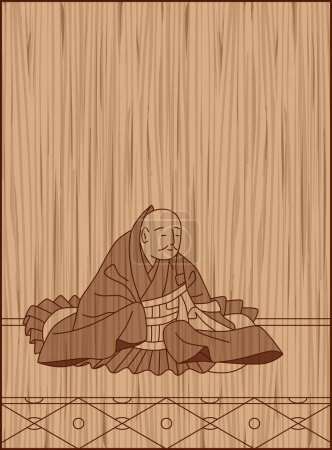 Ilustración de Estilo de talla en madera Hyakunin Isshu Doin Hoshi - Imagen libre de derechos
