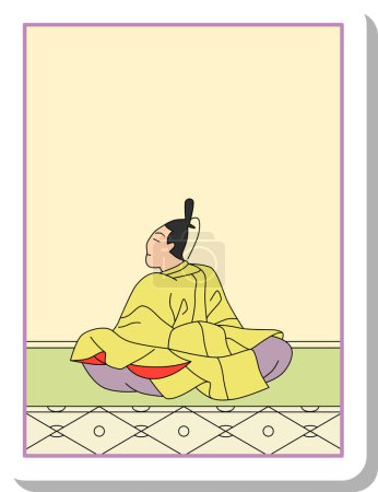 Ilustración de Pegatina Hyakunin Isshu por la emperatriz viuda Kudayu Toshinari - Imagen libre de derechos