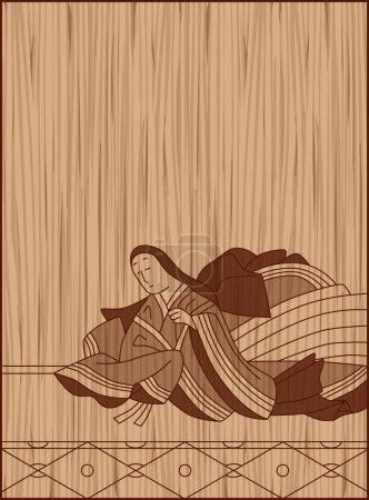 Ilustración de Estilo de talla en madera Hyakunin Isshu Kokamonin Betto - Imagen libre de derechos