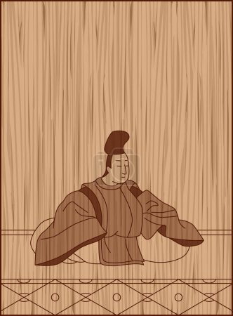 Ilustración de Estilo de talla en madera Hyakunin Isshu, Junior Second Rank Ietaka - Imagen libre de derechos