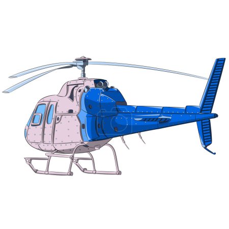 Téléchargez les illustrations : Dessin couleur d'un hélicoptère léger pour passagers isolé sur un fond blanc. Illustration vectorielle. - en licence libre de droit