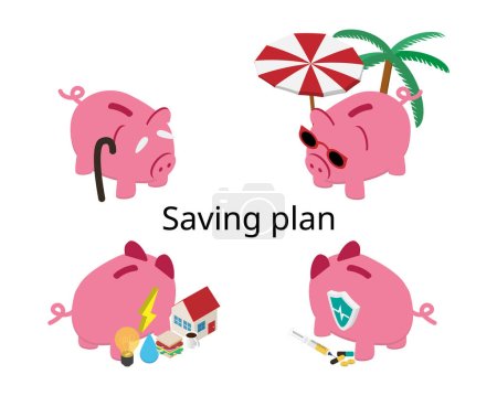 Illustration for Saving plan with asset allocation  to distribute the money plan expense - Royalty Free Image