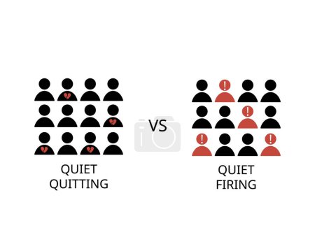 Illustration for Quiet quitting compare with quiet firing - Royalty Free Image