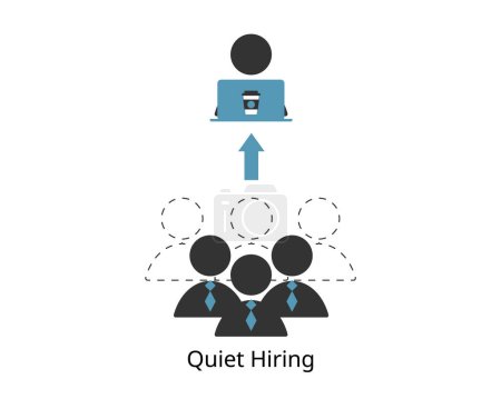 Illustration for Quiet hiring means hiring short term contractors to keep the business running without taking on more full time employees - Royalty Free Image