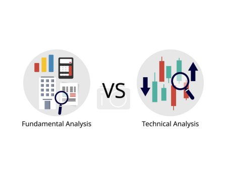 Illustration for Technical Analysis compare to Fundamental Analysis - Royalty Free Image