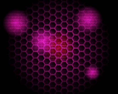 Ilustración de Colmena láser futurista rojo en forma de hexágono luz de red para la seguridad de datos fuga de fondo de tecnología abstracta - Imagen libre de derechos